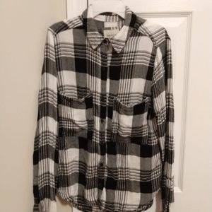 Forever 21 Black, Grey, and White Flannel Blouse